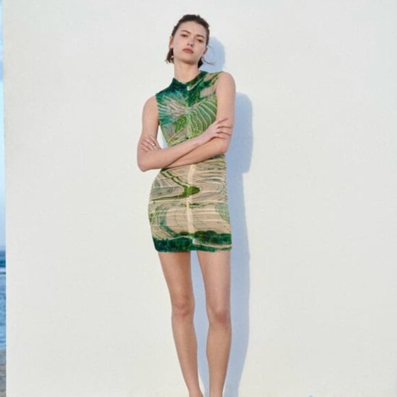 Zara Printed Tulle Dress - Picture 1 of 5
